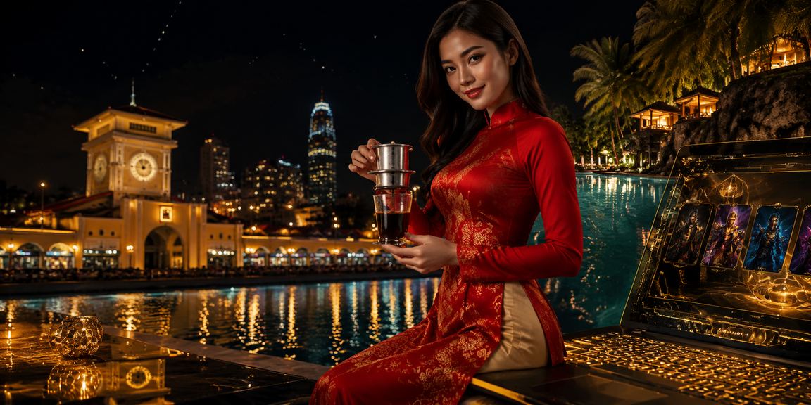 Người dùng tại TP. Hồ Chí Minh theo dõi giải esports và đặt cược trực tuyến trong trang phục áo dài