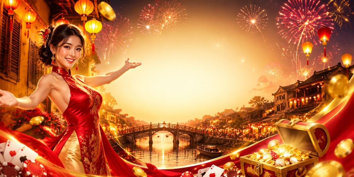 Không khí lễ hội tại Hội An — người dùng tham gia xổ số và trò chơi may mắn trực tuyến
