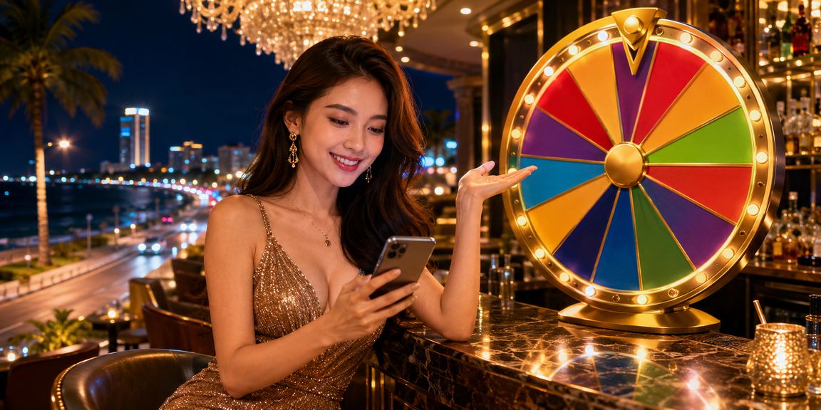 Người phụ nữ Việt Nam tại Phan Thiết tham gia bốc thăm may mắn và trải nghiệm giải trí trực tuyến